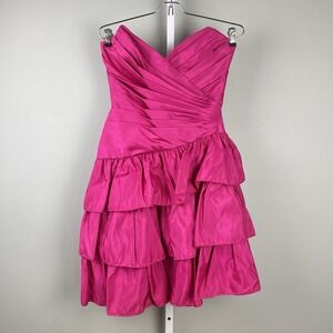 Vintage 80s/90s Night Way Prom Dress Size 5/6 Pink Satin Asymmetric Formal